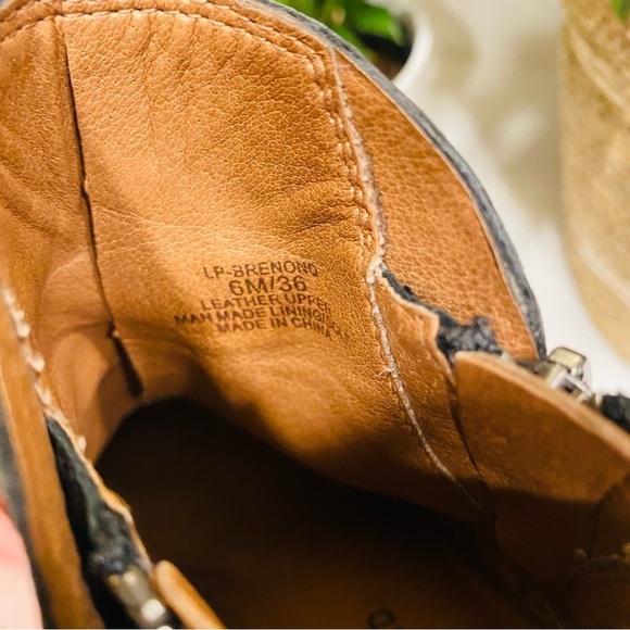 Lucky Brand Brenono Black Leather Ankle Bootie Women’s 6 — Moto Biker Style Zip - Picture 5 of 8